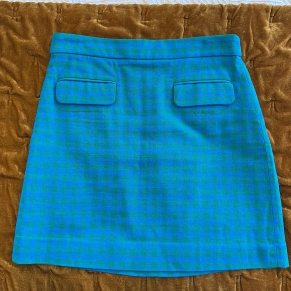 J Crew Blue and Green Plaid Women's Mini Skirt 8